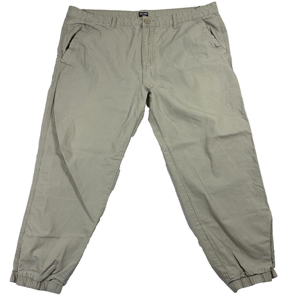 Zoo York Jogger Pants Mens 38 Khaki Casual Streetwear Elastic Cuff Skate Y2K